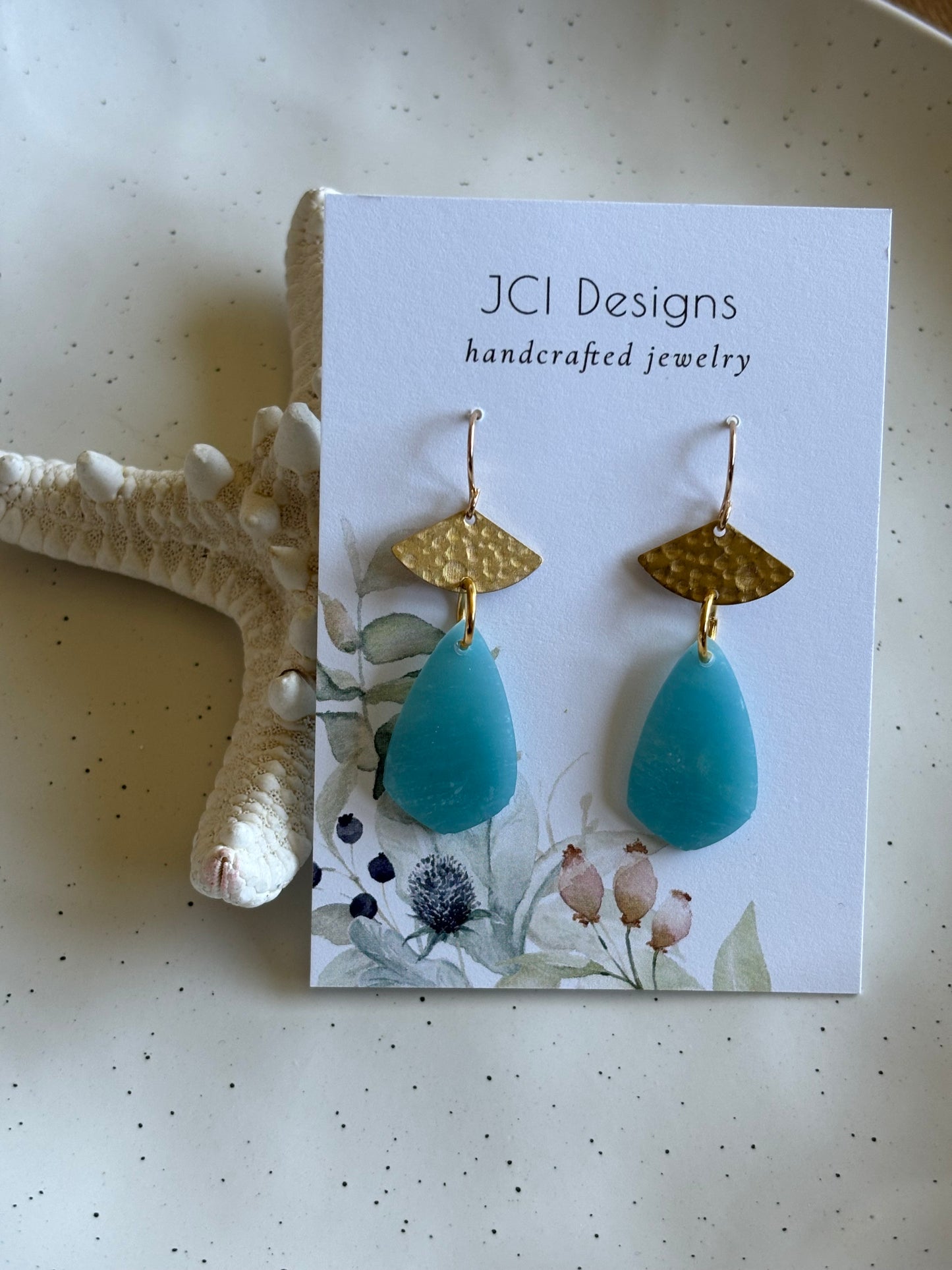 Sea glass danglers in blue