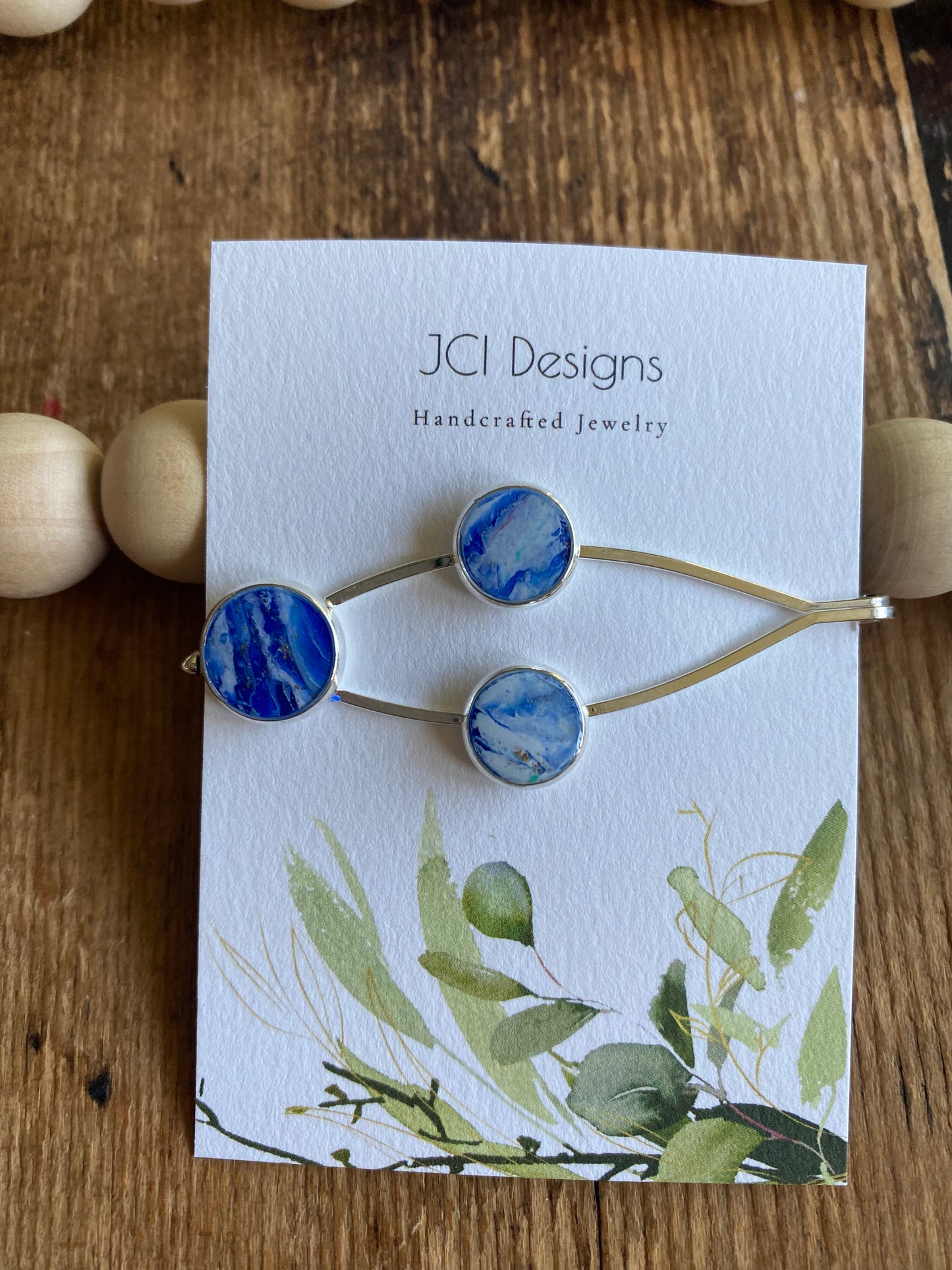 Navy and white hair clip