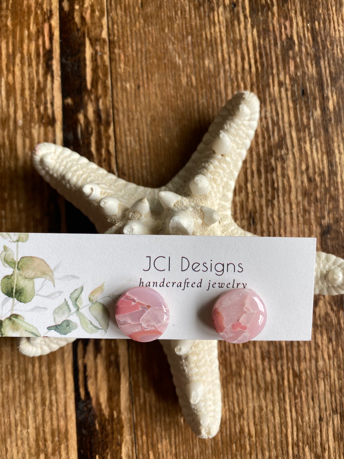 Pink marbled studs