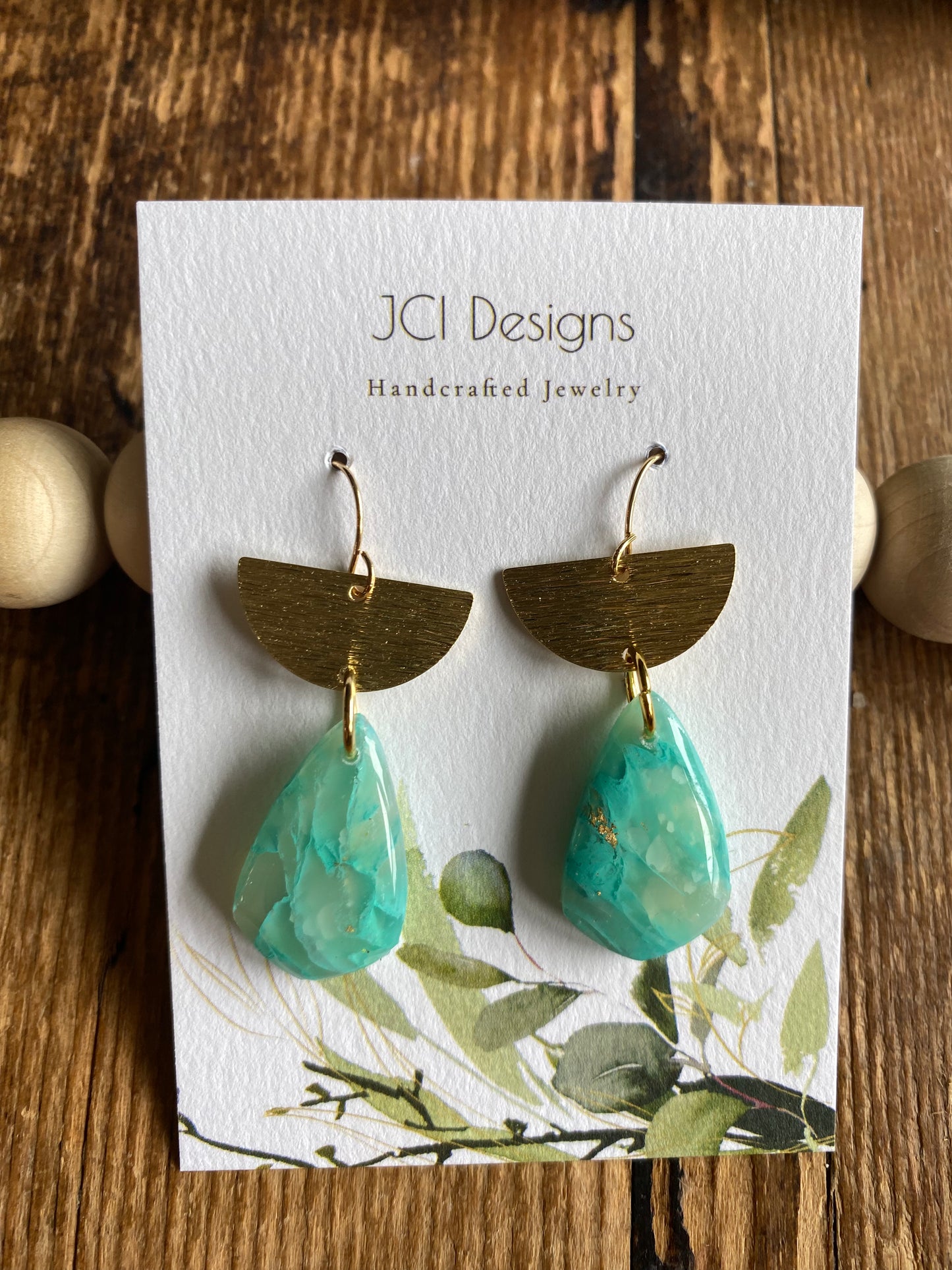 Teal half circle danglers