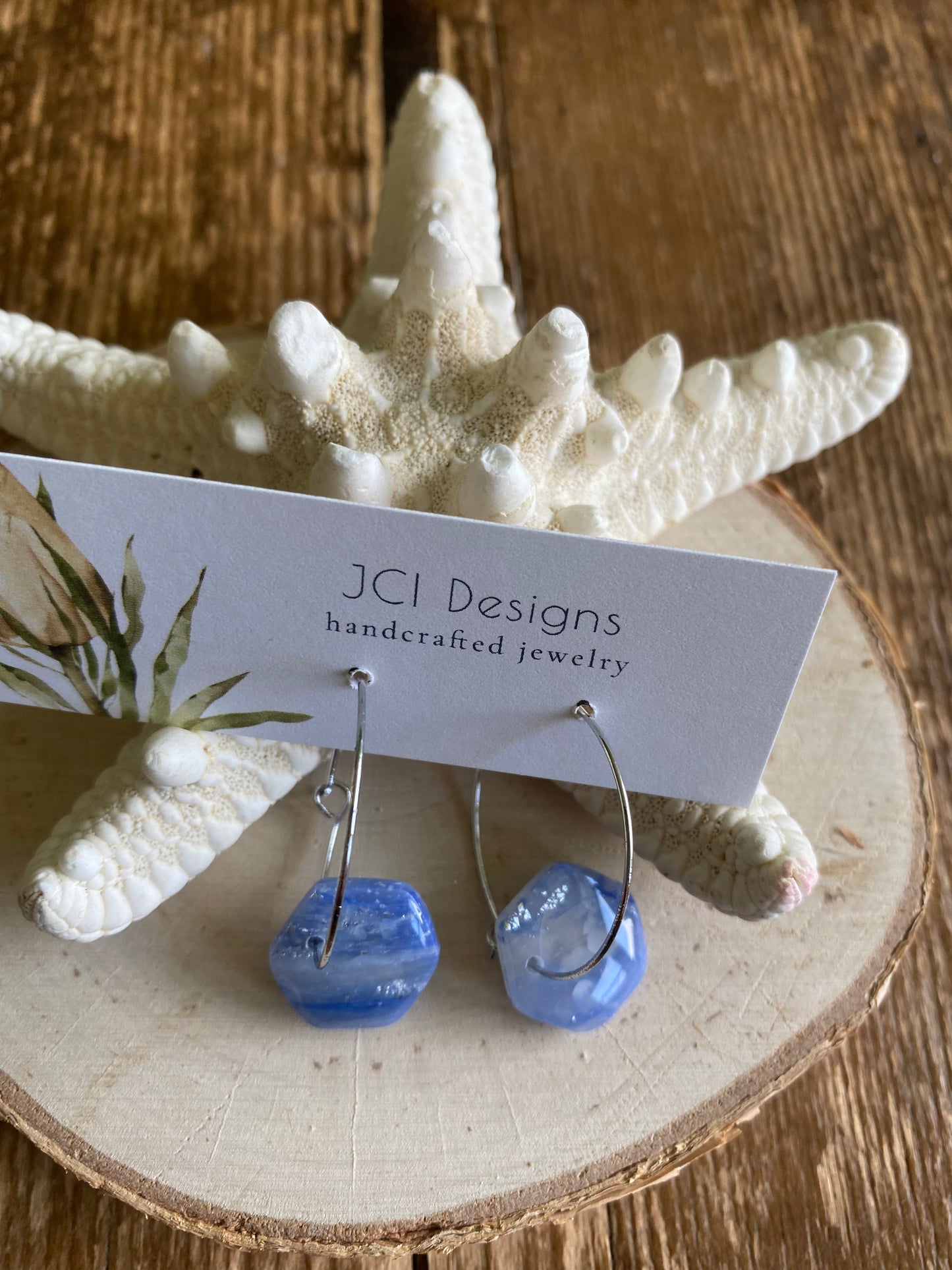 Silver and blue hoops