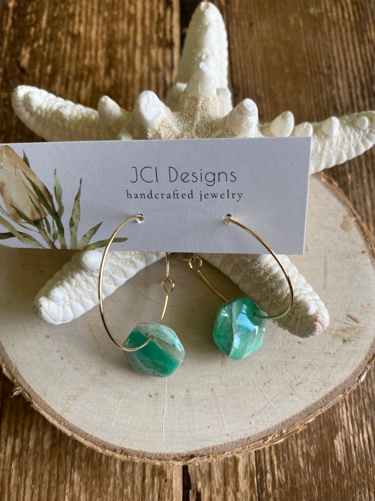Sea glass hoops