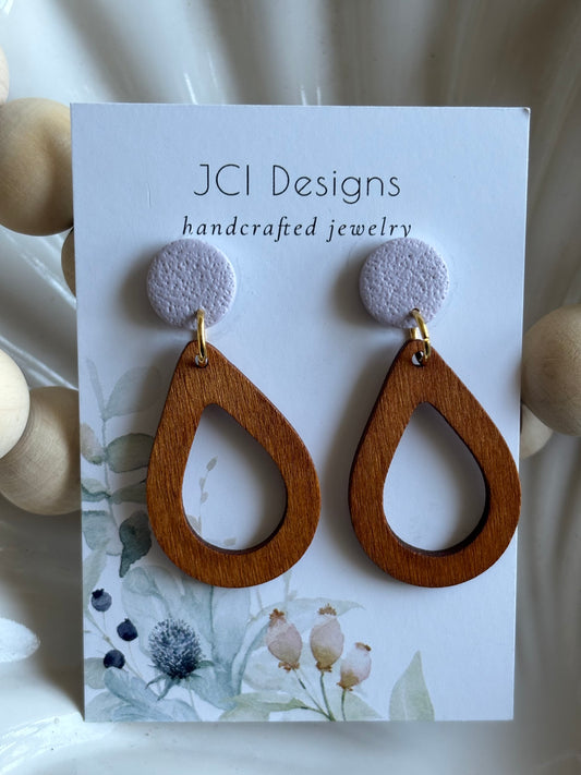 Wooden tear drops in lavender