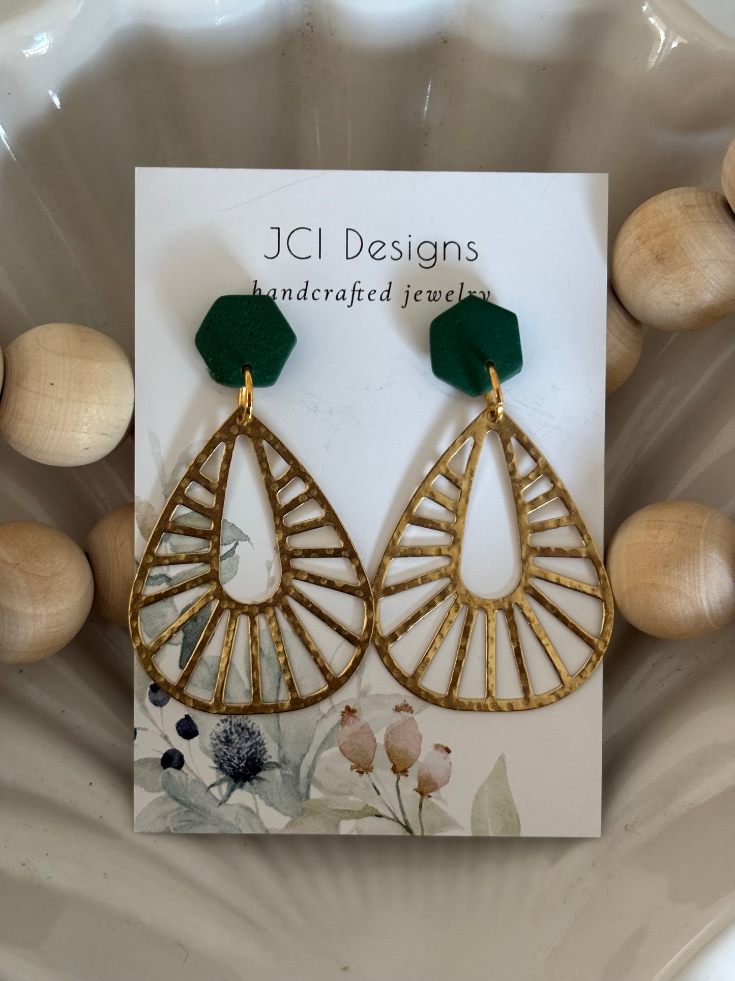 Lace drops in forest green