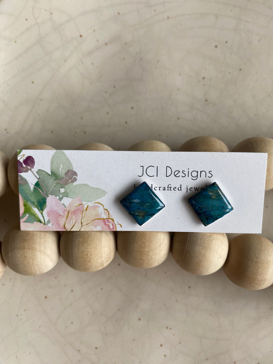 Square studs in turquoise