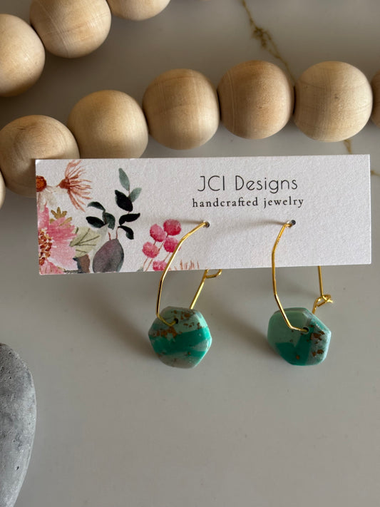 Hexagon hoops in teal