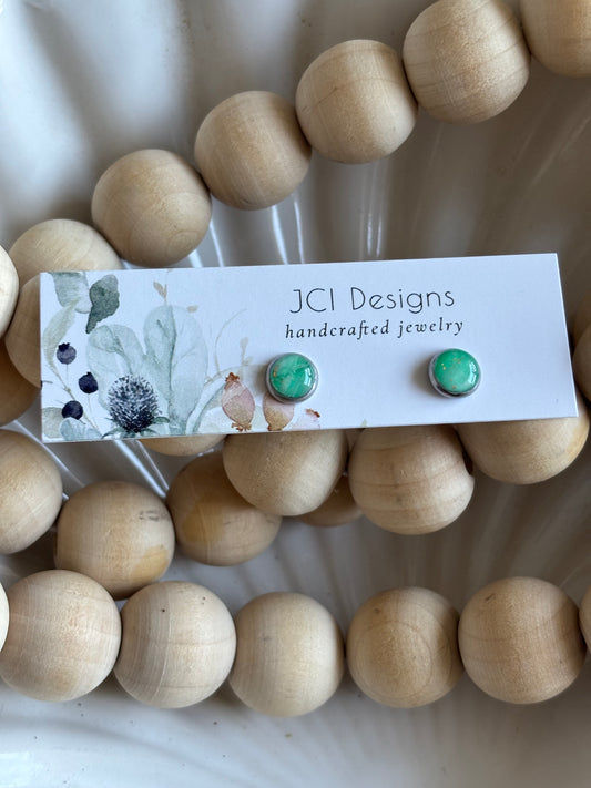 Silver micro studs in teal