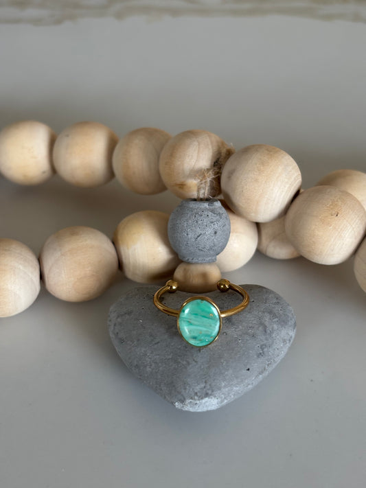 Gold oval ring in turquoise