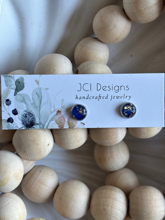 Silver micro studs in midnight blue