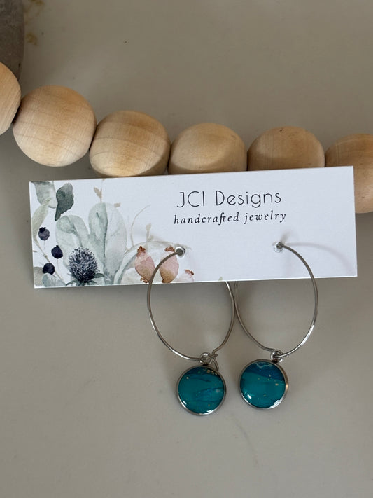 Stainless hoops in ocean green