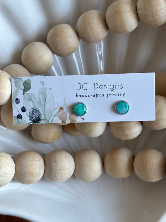 Silver micro studs in turquoise