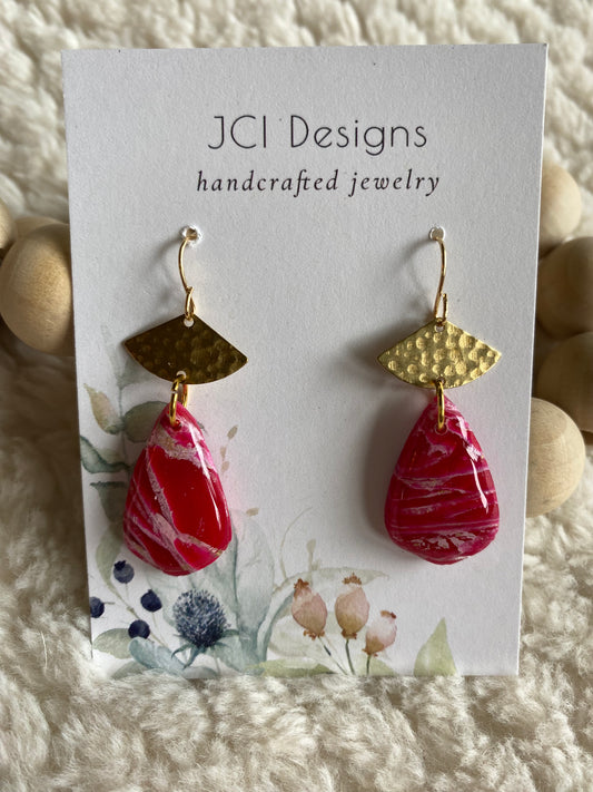 Cherry red tear drop danglers