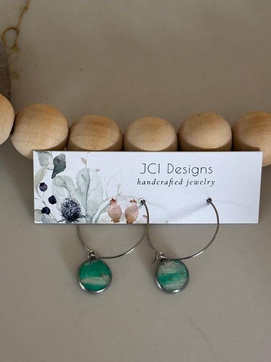 Stainless hoops in teal