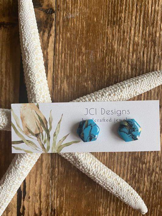 Turquoise hexagon studs